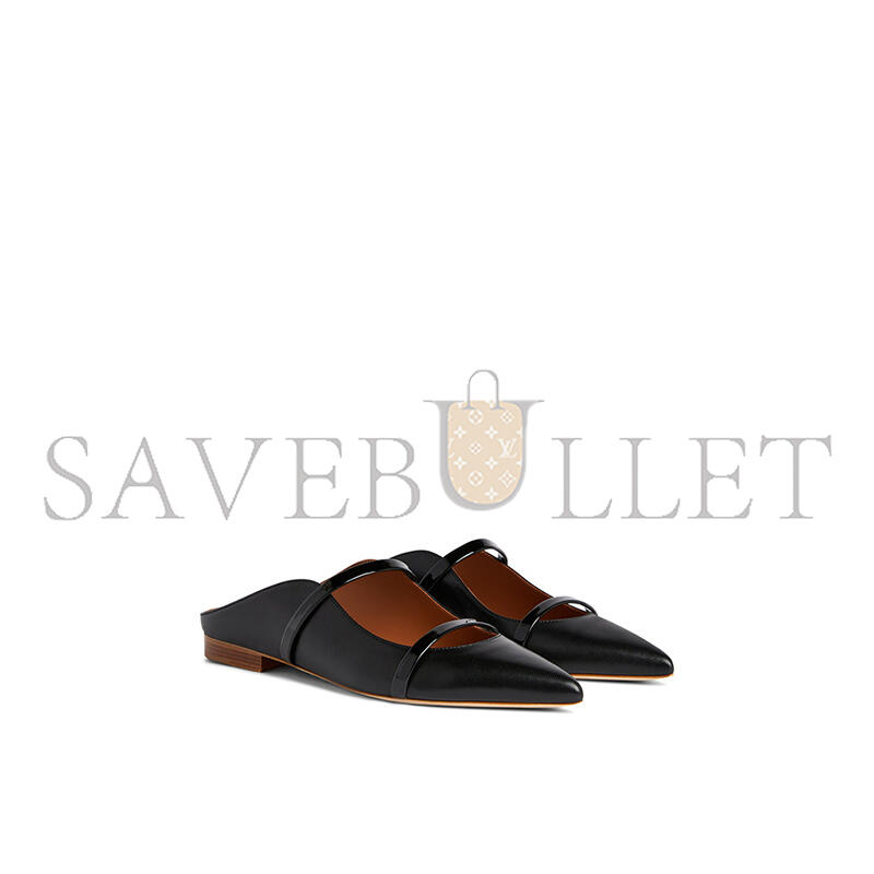 MALONE SOULIERS MAUREEN BLACK LEATHER FLAT MULES MAUREENMSFLAT42BLA